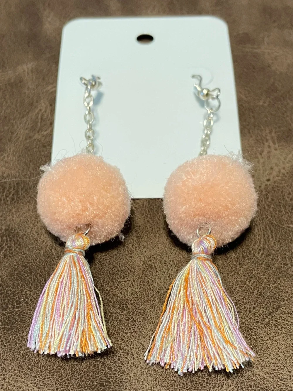 Pink Pom Pom Tassel Earrings for Kids - Cute Dangle Jewelry
